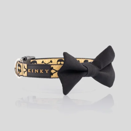 Collar Cinta con Corbatin Dorada Calavera Gold