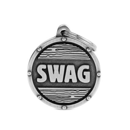 Placa Bronx Círculo Grande "Swag" Futurista en Plata Antigua