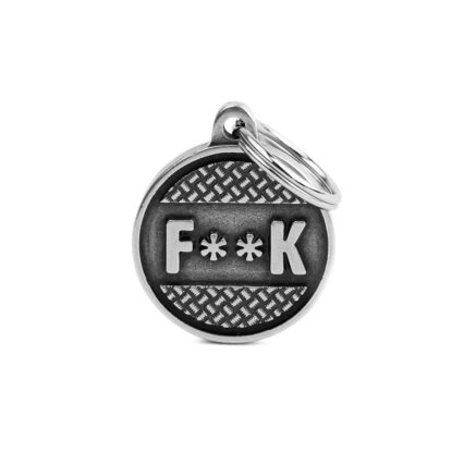 Placa Bronx Círculo "F**k" Plataforma en Plata Antigua