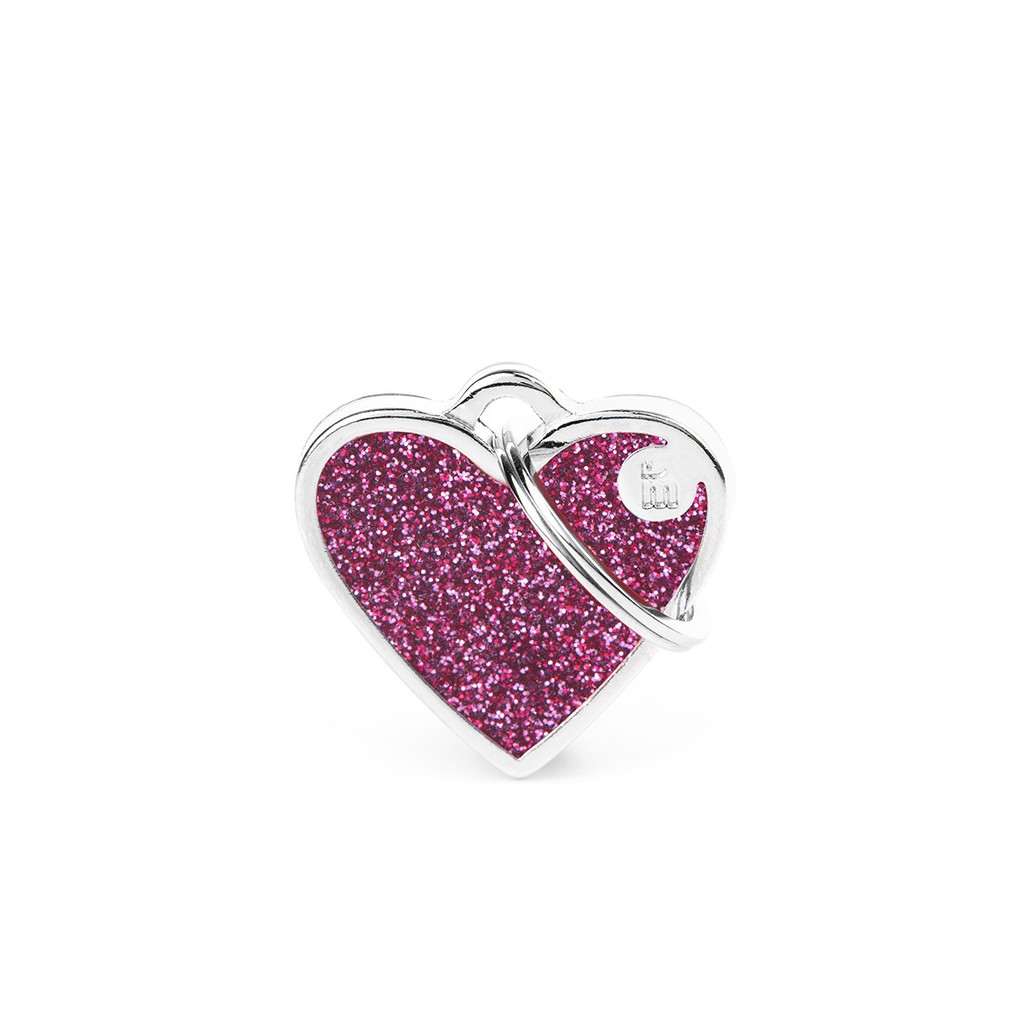Placa Shine Corazón Pequeño Purpurina Rosa